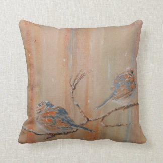 Coussin Oiseaux sur la branche dans la neige