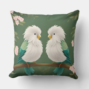 Coussin Oiseaux sur une branche de fleurs de cerisier
