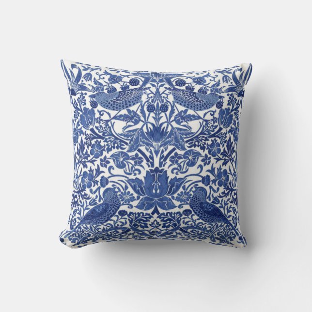 Coussin Oiseaux Tamarin Chine Bleu (Recto)