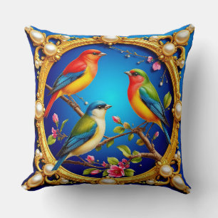 Coussin 💙 Oiseaux Vibrants Décoration Élégante de la Mais