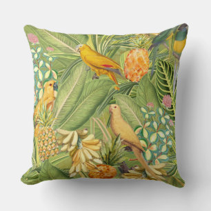 Coussin Oiseaux Vintages tropicaux dans la Jungle Paradise