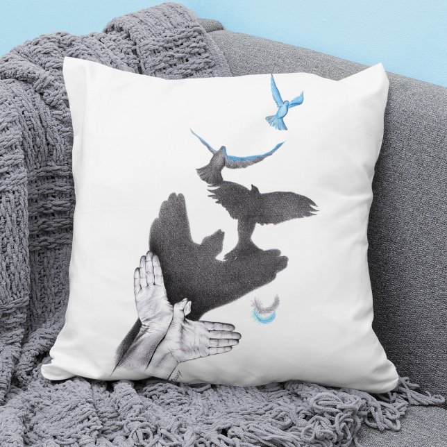 Coussin Oiseaux volants Illusion de l'ombre à la main Cool (Créateur téléchargé)