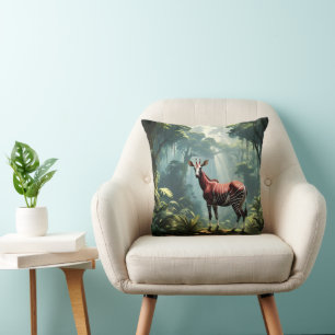 Coussin Okapi Dans La Forêt Pluviale, (Zebra Giraffe)
