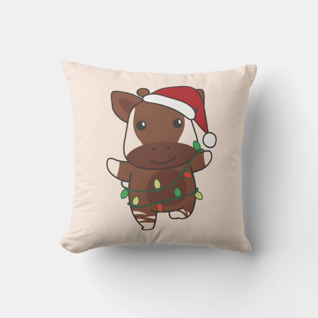 Coussin Okapi Noël Animaux d'hiver Vacances Okapis (Recto)