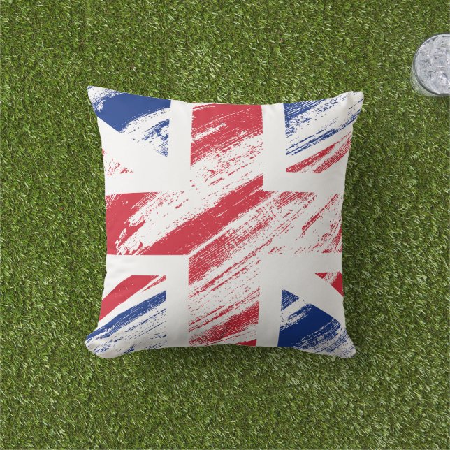 Coussin Old Vintage Grunge United Kingdom Flag Union (Herbe)