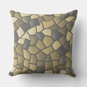 Coussin Olive and Beige Mosaic Thlow Pillow