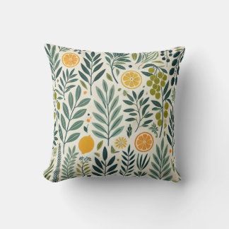 Coussin Olive & Citrus Print Cushion