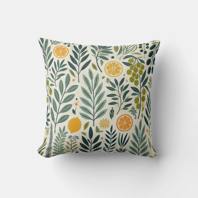 Coussin Olive & Citrus Print Cushion (Recto)