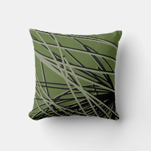 Coussin Olive Green, Black & Sage Modern Design Abstrait