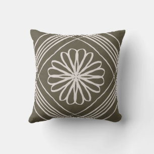 Coussin Olive Green Bohemian Flower Thlow Pillow