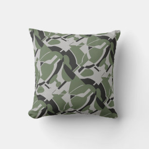 Coussin Olive Green Grey Black Diagonal Art Abstrait Impri