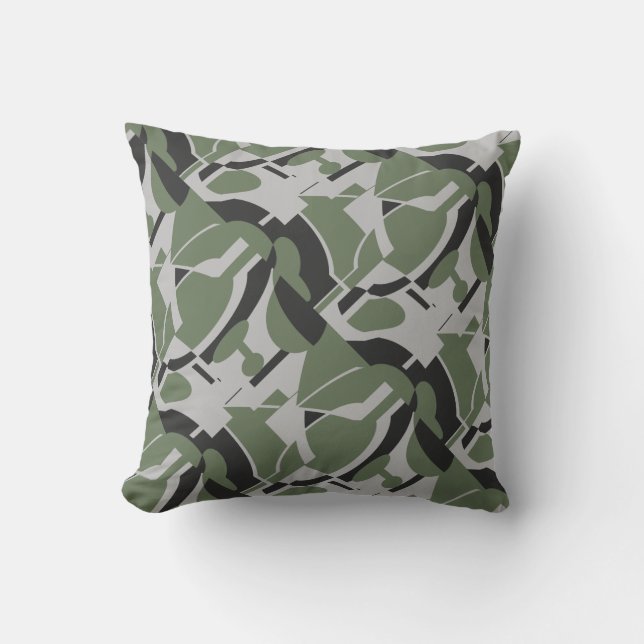 Coussin Olive Green Grey Black Diagonal Art Abstrait Impri (Recto)