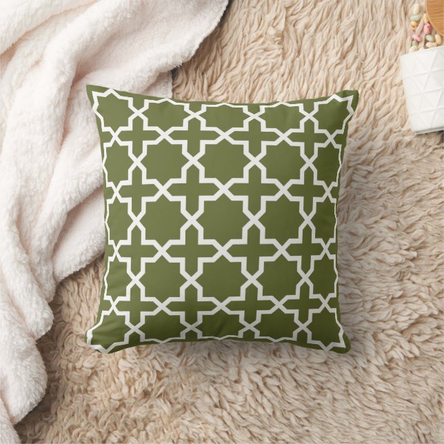 Coussin Olive Green HUIT ÉTOILES Motif marocain (Couverture)