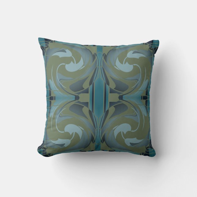 Coussin Olive Green Seafoam Gris Floral Conception symétri (Recto)