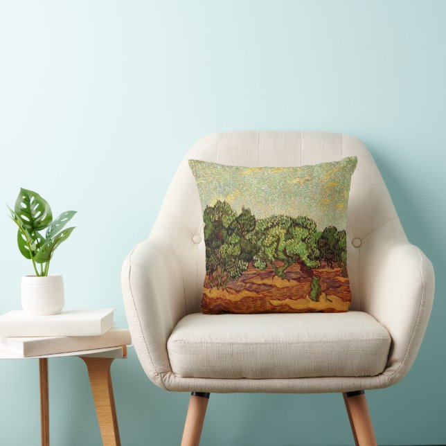 Coussin Olive Grove, ciel bleu pâle par Vincent van Gogh (Chaise)