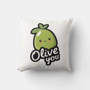 Coussin Olive You – Conception de jeu de mots mignon sur l