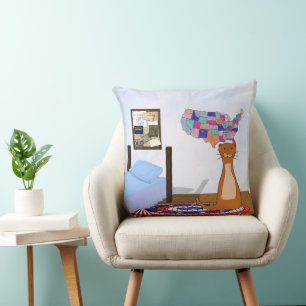 Coussin Oliver adore voyager - Chambre, carte et carte pos