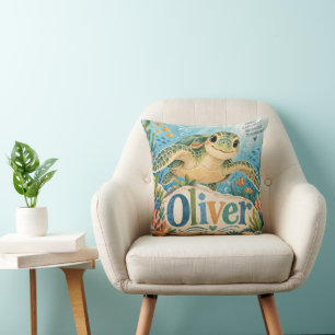 Coussin Oliver Tortue de Mer Mignonne Aventure sous-marine