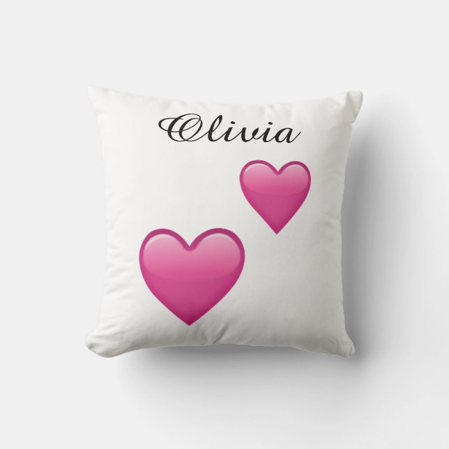 Coussin Olivia Personalized Emoji Hearts Throw Pillow (Recto)