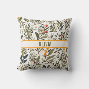 Coussin Olivier botanique et herbes minimal élégant