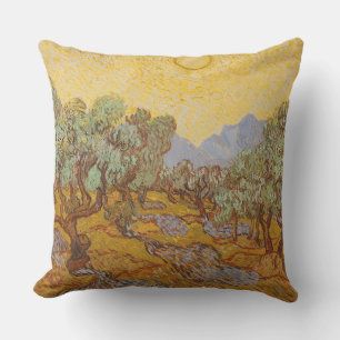 Coussin Oliviers de Van Gogh Ciel Soleil Jaune