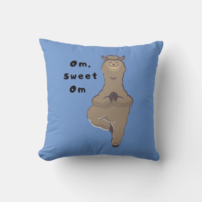 Coussin Om, Doux Om - Drôle Llama Yoga Pun (Recto)