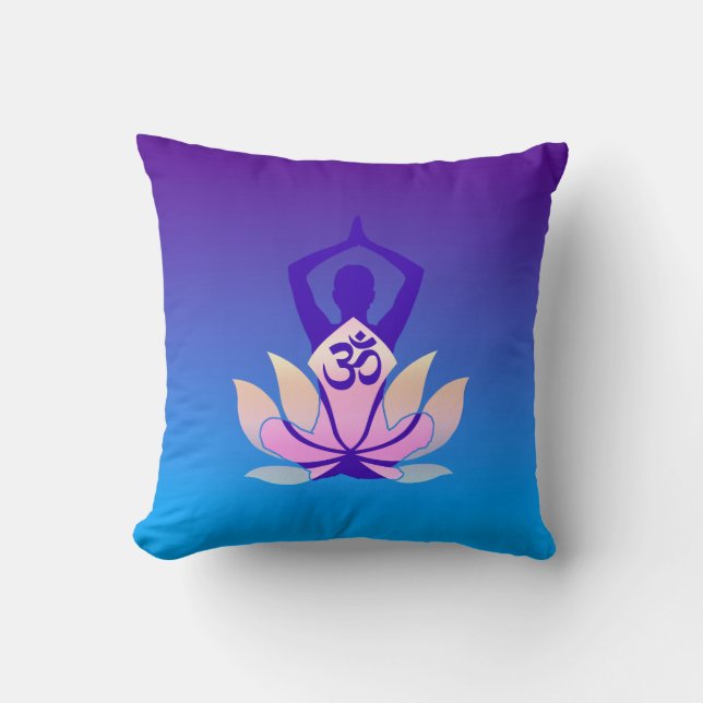 Coussin Om Lotus Yoga Pose pourpre teinte (Recto)