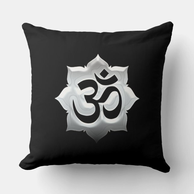 Coussin OM Symbole Lotus Spiritualité Yoga Crest (Recto)