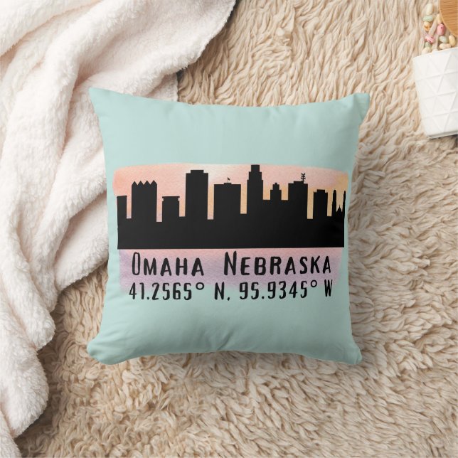 Coussin Omaha NE City Skyline (Couverture)