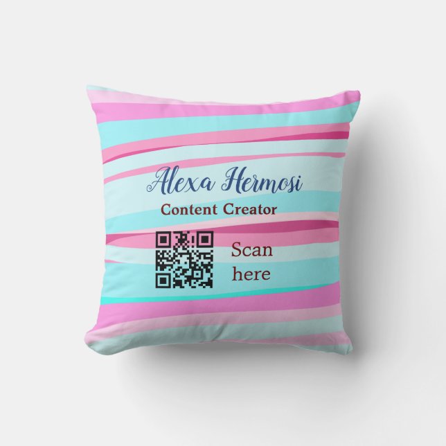 Coussin Ombre bleu rose ajouter nom profession code q r ti (Recto)