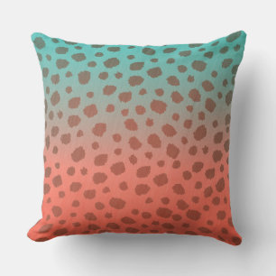 Coussin Ombre Cheetah Spots Turquoises et Coral