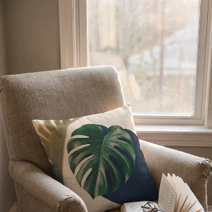Coussin Ombre de feuille de Monstera de modernisme tropica