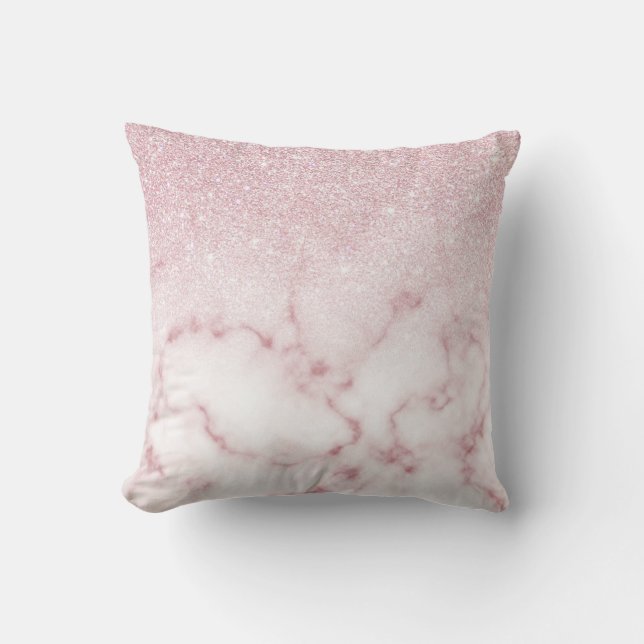 Coussin Ombre de marbre de marbre rose rose brillant (Recto)