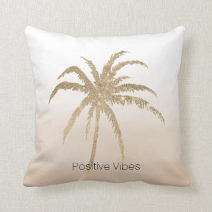 Coussin Ombre de palmiers tropicaux en or de Glam