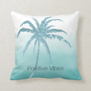 Coussin Ombre de palmiers tropicaux Glam Aqua