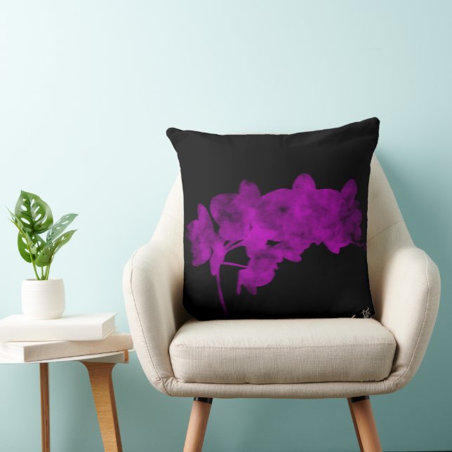 Coussin Ombre d'orchidée sur un fond sombre (Chaise)