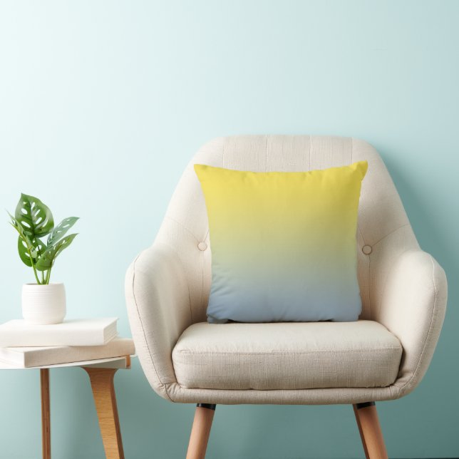 Coussin Ombré jaune à bleu clair minimal (Chaise)