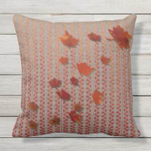 Coussin Ombre Motif des Feuilles d'automne rouge et orange