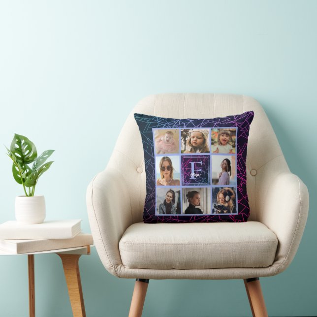 Coussin Ombre Periwinkle Photo Collage Jeu d'oreiller (Chaise)