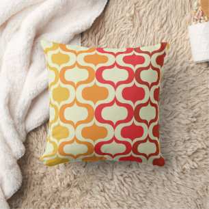 Coussin Ombre Retro Ogee en Orange, Mandarine et Rouge