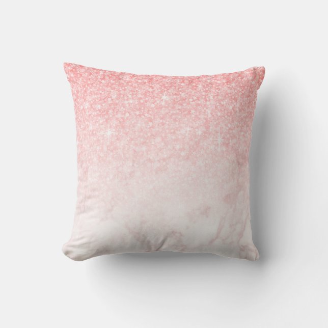 Coussin Ombre rose-or en marbre et Parties scintillant ros (Recto)