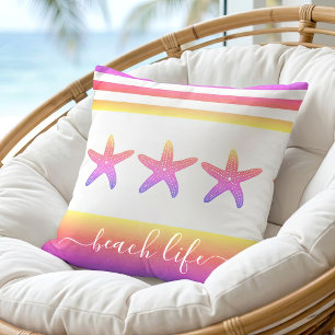 Coussin Ombre rose violet 3 étoiles de mer écriture vie à