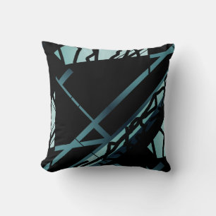 Coussin Ombré Turquoise incliné Abstrait Design d'art sur