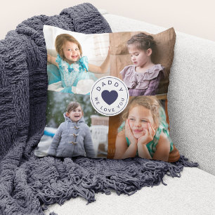 Coussin On aime papa Kids Photo Collage