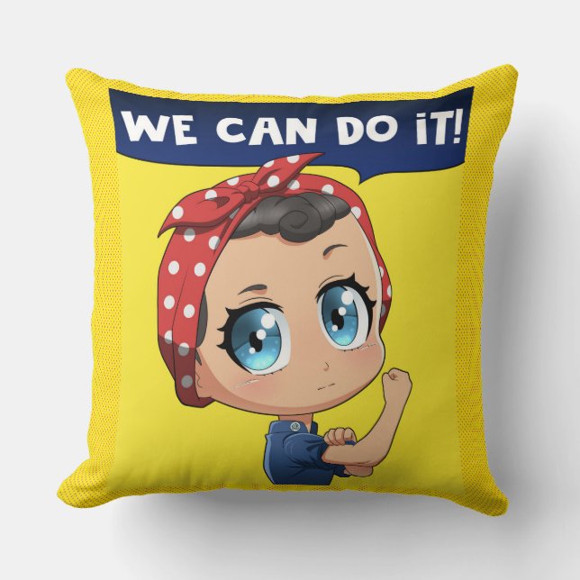 Coussin On Peut Le Faire ! Anime Rosie le Riveter Chibi (Recto)