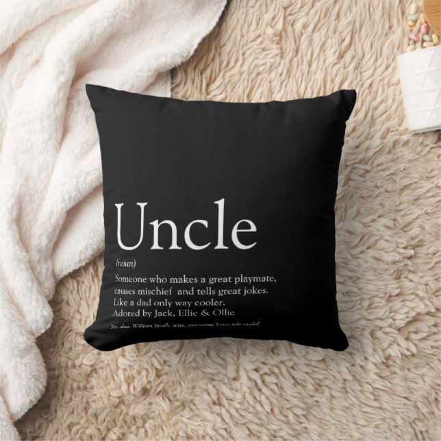 Coussin Oncle Moderne, Définition de Funcle Noir et Blanc (Couverture)