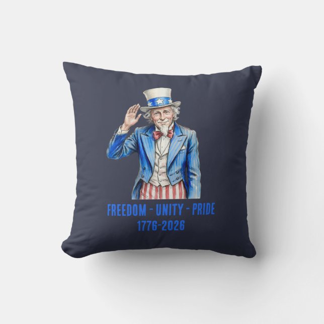 Coussin Oncle Sam Joyeux 14 juillet Patriotique (Recto)