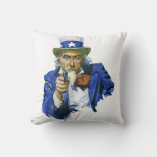 Coussin Oncle Sam patriotique vintage avec chapeau à étoil