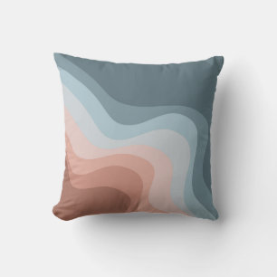 Coussin Ondes de style rétro bleu et rose