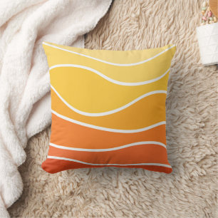 Coussin Ondes de style rétro jaune et orange